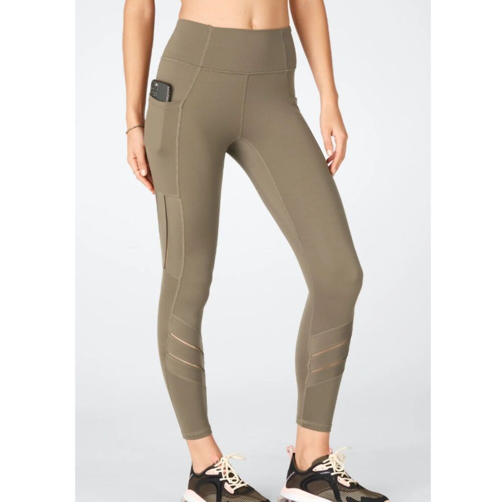 Fabletics Anywhere Motion365 Women's Small High-Waisted Moto 7/8  Leggings Green